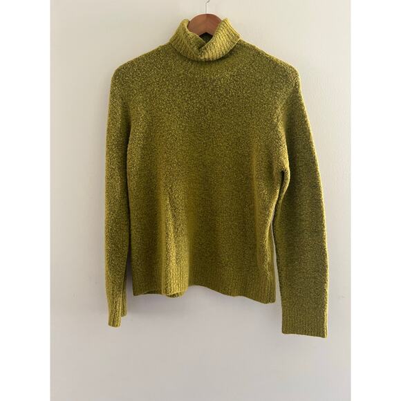 Sigrid Olsen Wool Blend Stretchy Knit Turtleneck Lime Green Size Small JL - Picture 1 of 7
